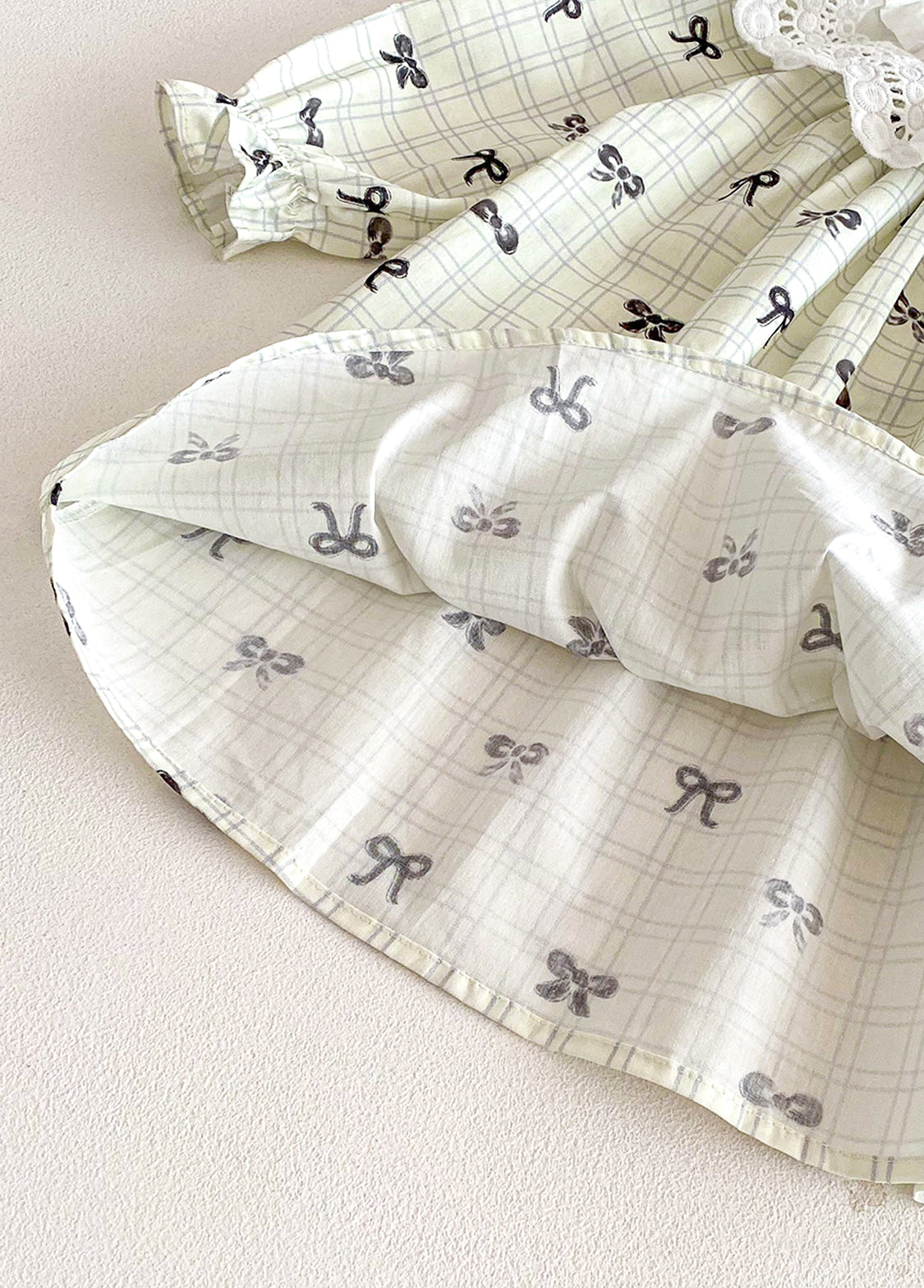 Girls Sweet Bowknot Dollar Collar Dress With Headband