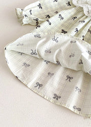 Girls Sweet Bowknot Dollar Collar Dress With Headband
