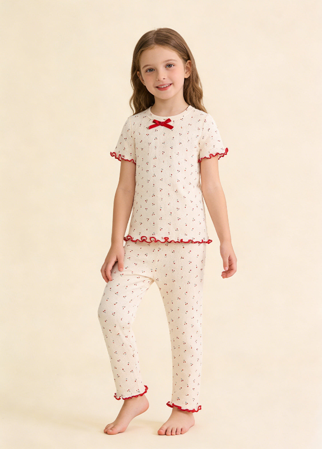 Baby Girl's Pure Cotton Short-Sleeve Loungewear Set