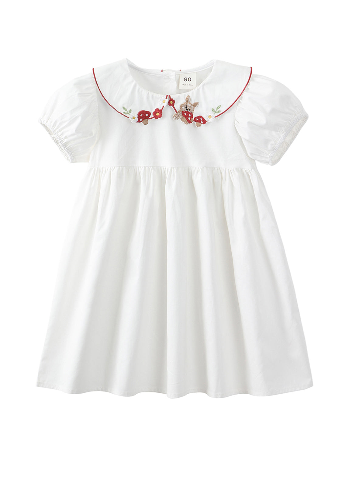 Girls Cotton Easter Bunny Embroidered Dress