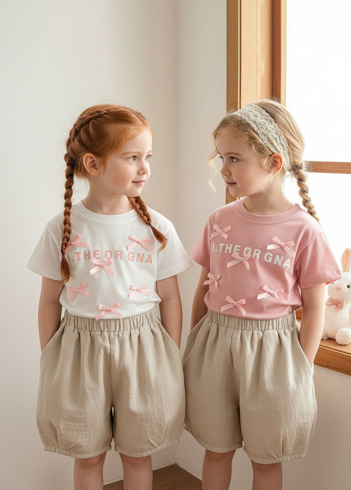 Girls Bow Cotton T-Shirt