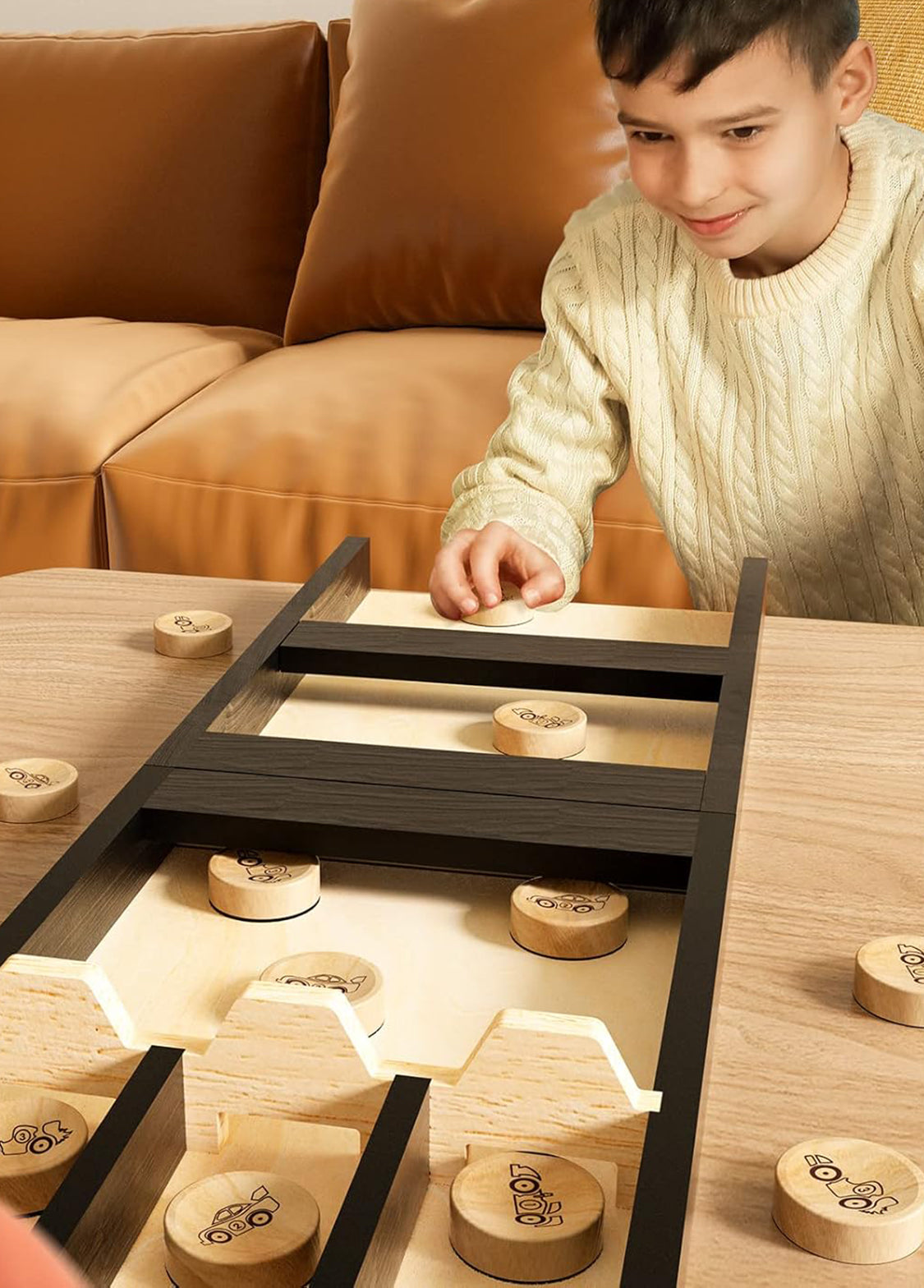 Fast Sling Puck Wooden Game – Family Party Board Game for Kids & Adults 2 Players