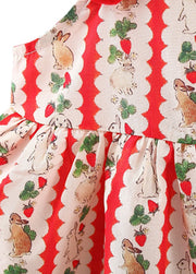 Girls Bunny Print Ruffle Cotton Suspender Dress