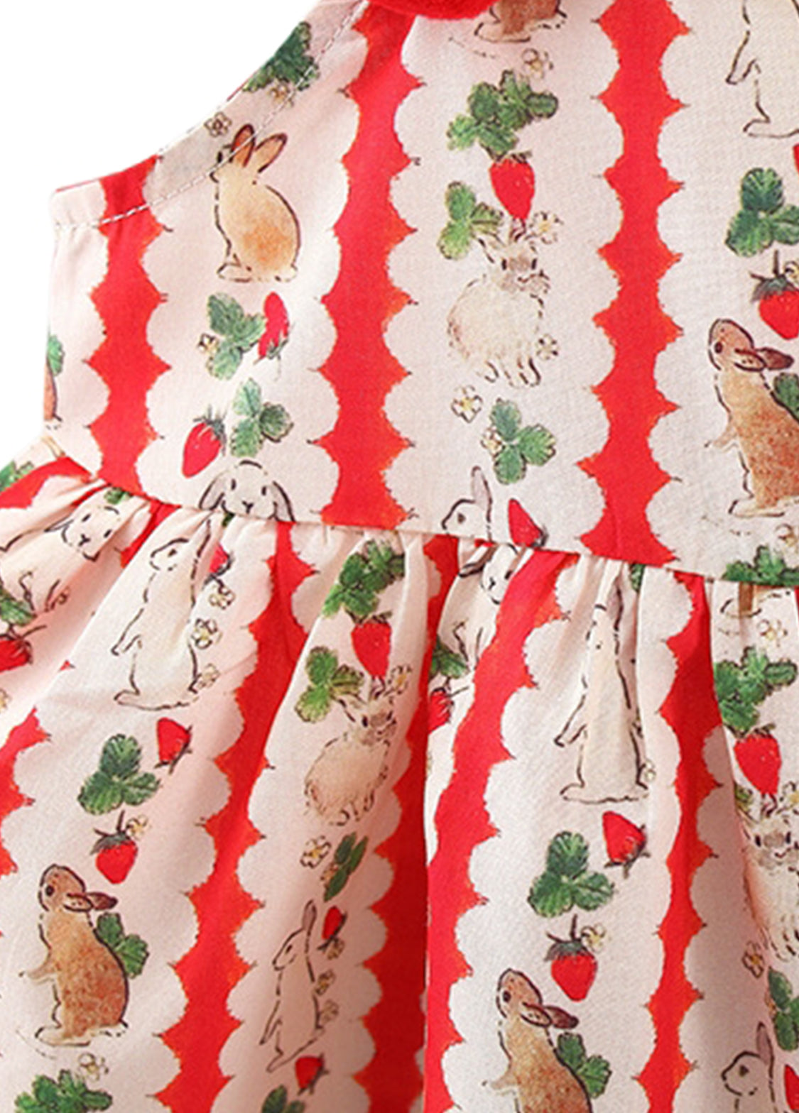 Girls Bunny Print Ruffle Cotton Suspender Dress