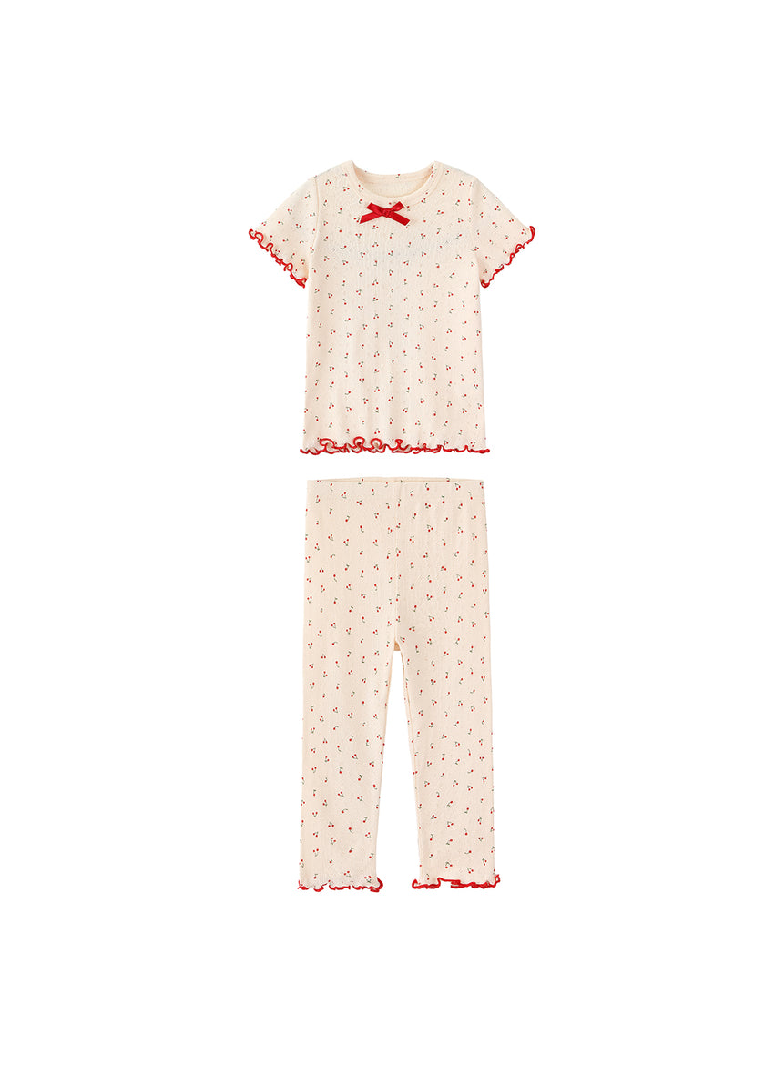 Baby Girl's Pure Cotton Short-Sleeve Loungewear Set