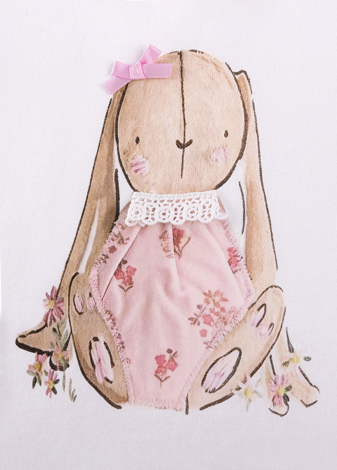 Girls Cotton Bunny Floral Two-Piece Set