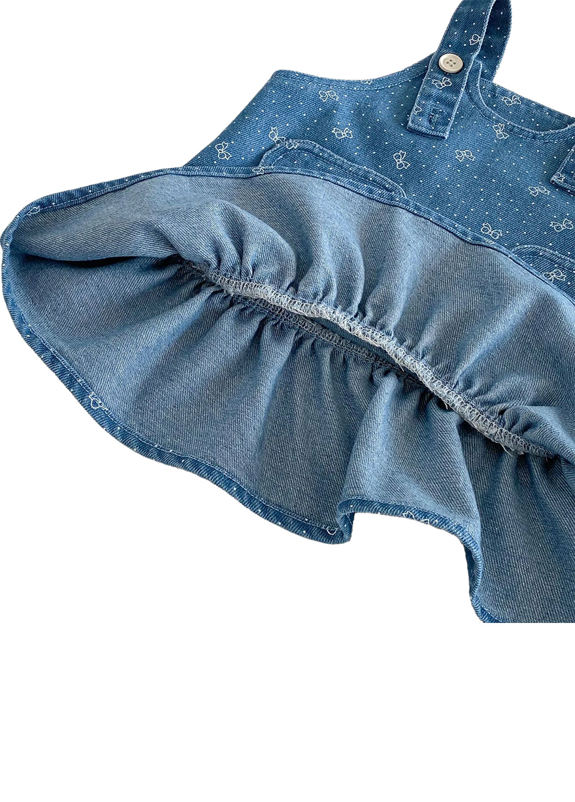 Girls Cotton Denim Pinafore Dress Set