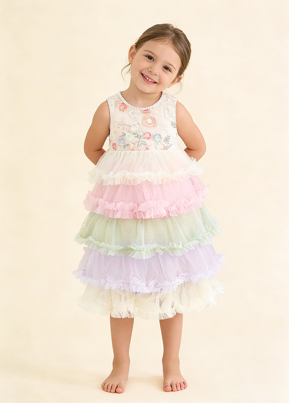 Kids Girl's Rainbow Mesh Lolita Princess Dress