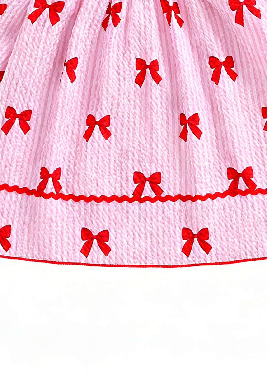 Girls Cute Bow-print Long-sleeved Dress