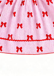 Girls Cute Bow-print Long-sleeved Dress