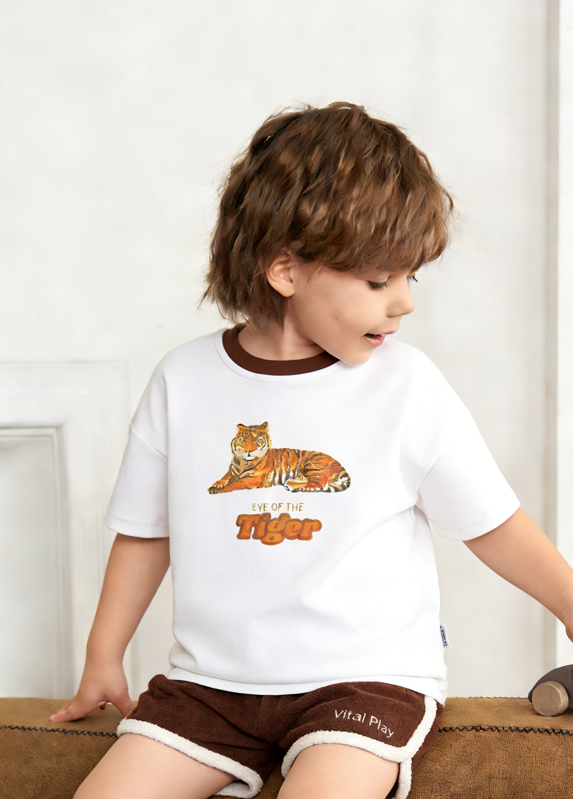 Boys Tiger Graphic Cotton Stretch Two-Piece Set