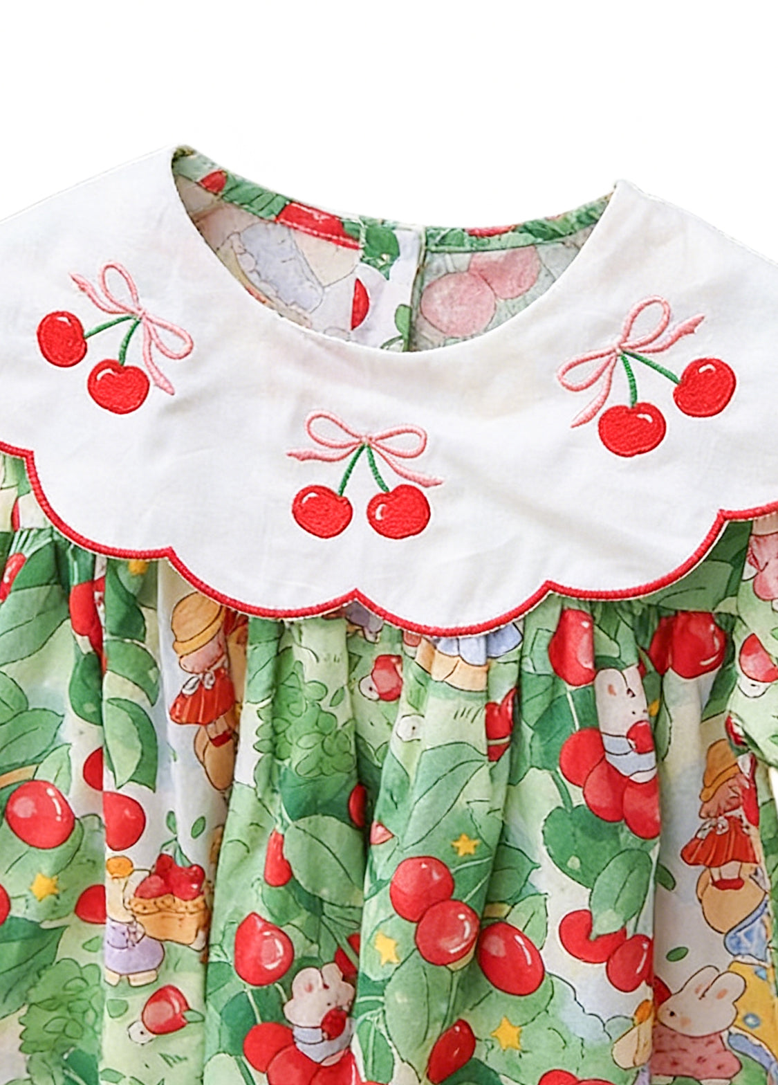 Girls Cherry Printed Cotton Dress