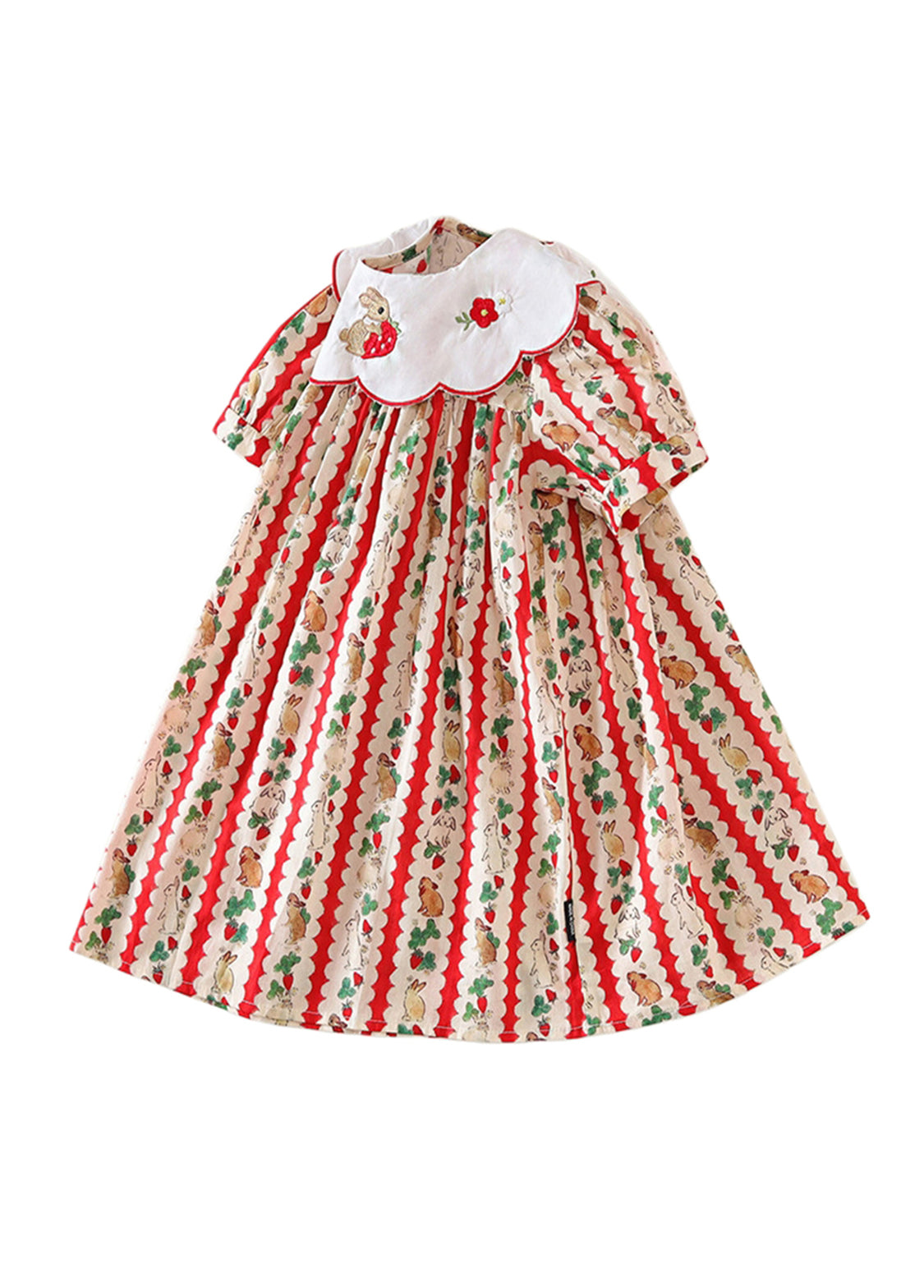 Girls  Cute Bunny Carrot Print Dollar Collar Dress