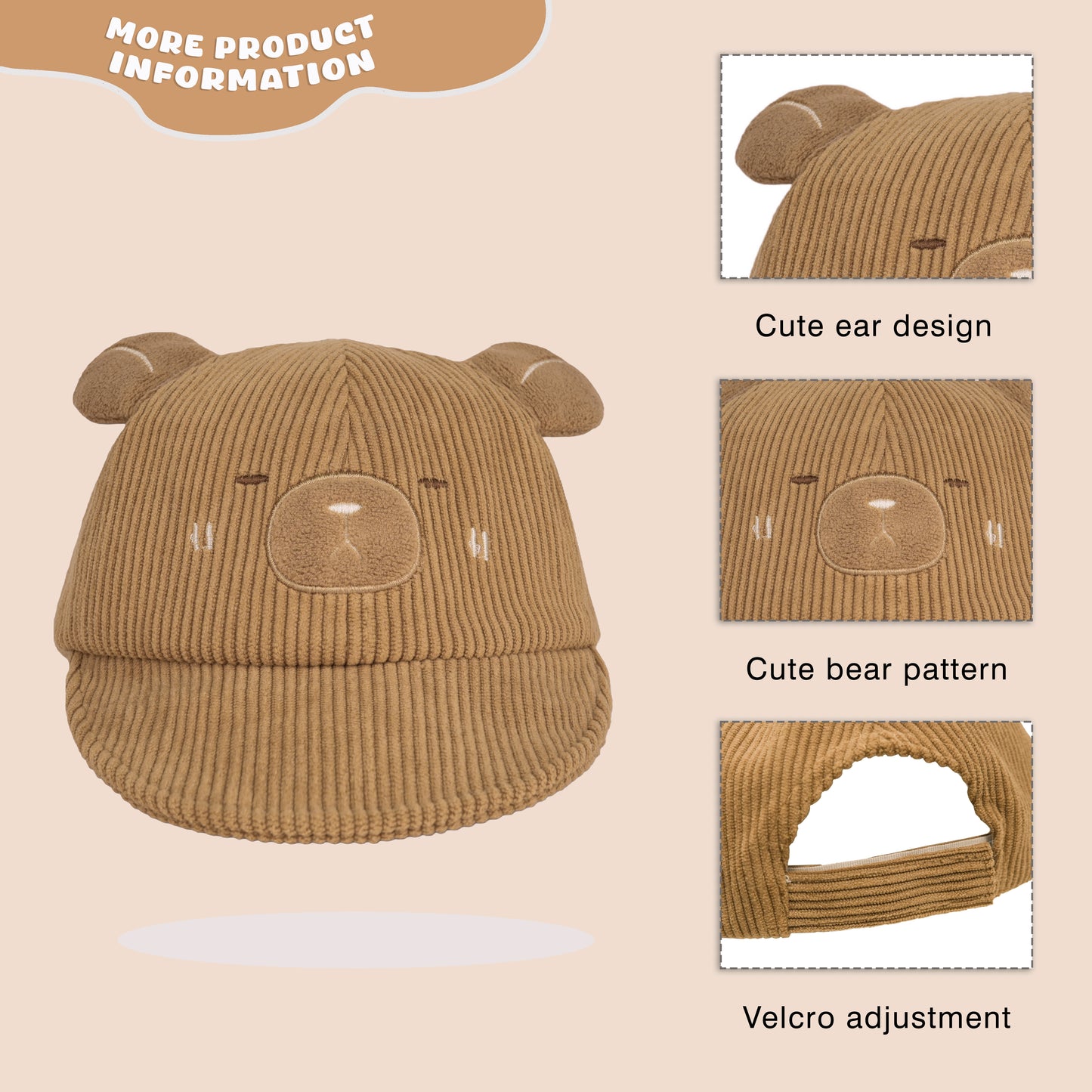 Corduroy Cotton Toddler Cap Hat