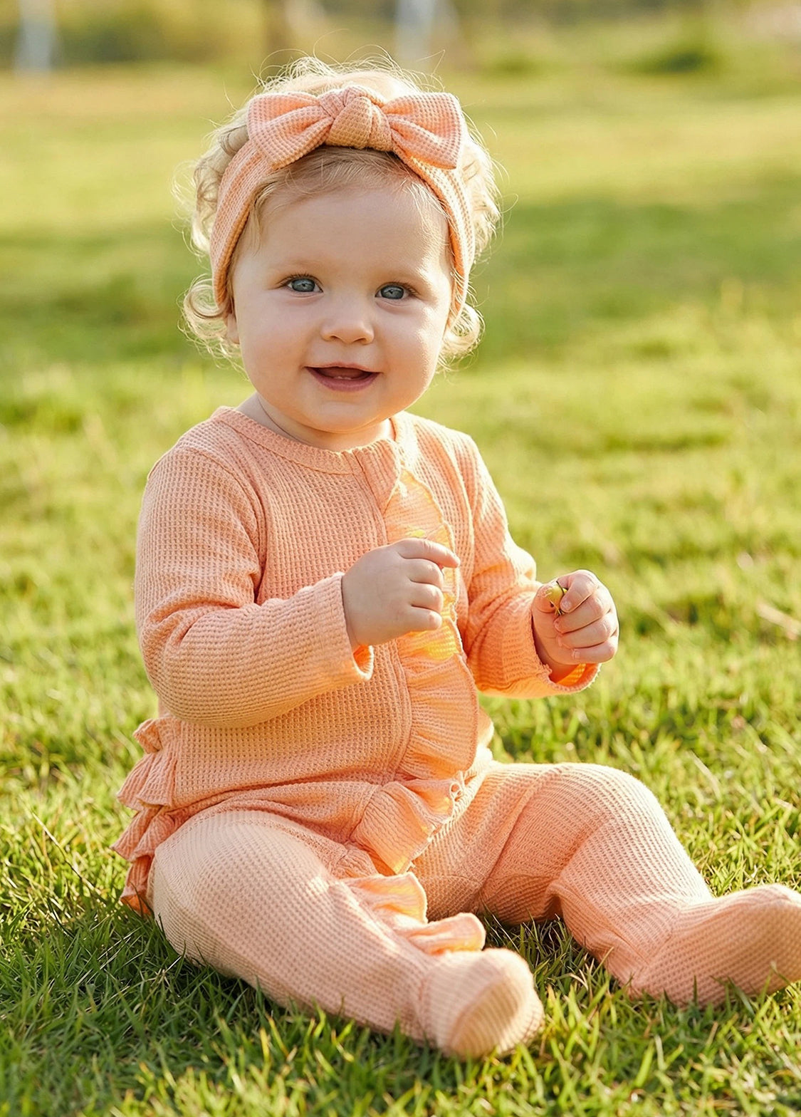 Baby Girl  Cute Ruffled Romper With Headband