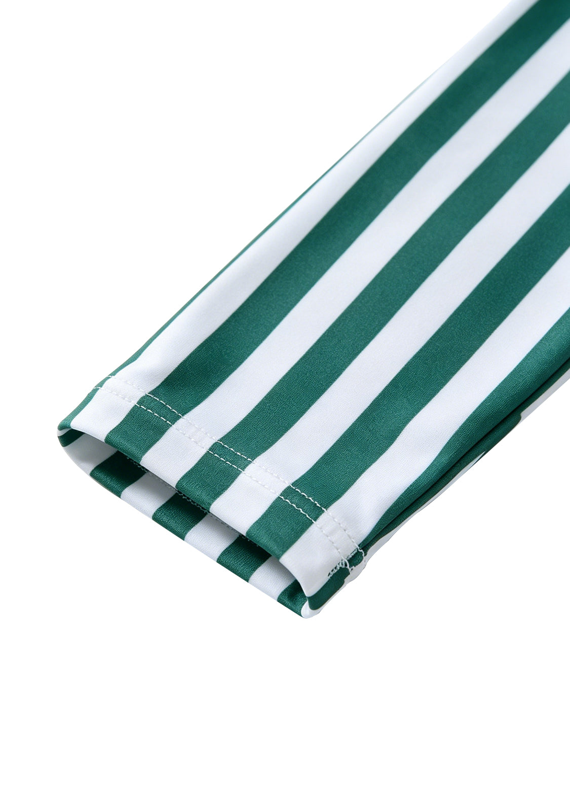 Boys' Two-Piece Swimsuit — Summer Long-Sleeve, Sun-Protective, Green-Striped Swimwear