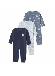 3-Pack Baby Boys Cotton Cute Printed Long-Sleeved Romper