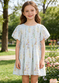 Girls Cotton Embroidered Floral Dress