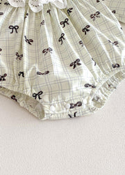 Baby Girls Pastoral Style Bowknot Romper With Hairband