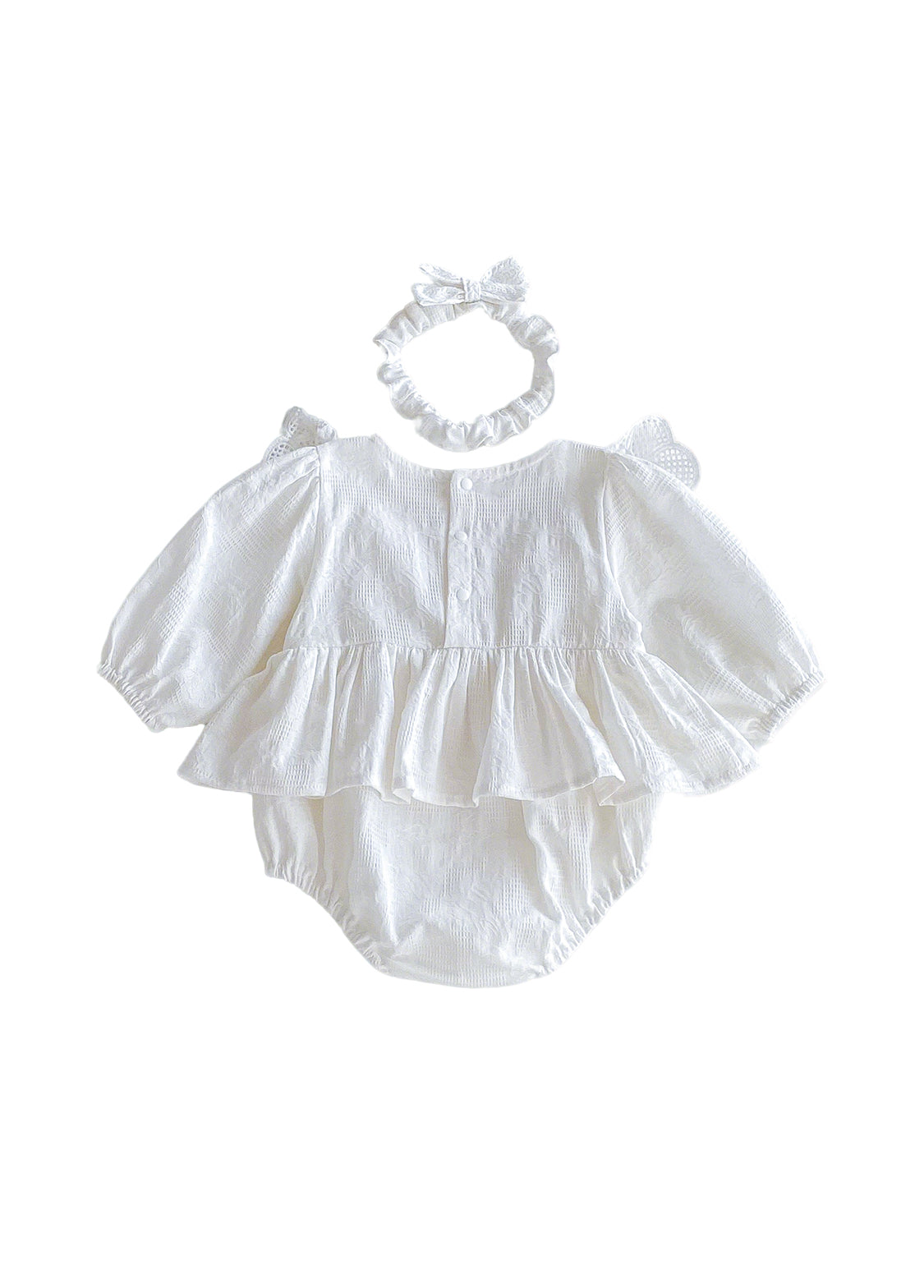 Baby Girl Cute Retro Ruffled Romper With Headband
