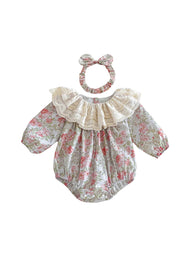 Baby Girls Retro Floral Dollar Collar Romper