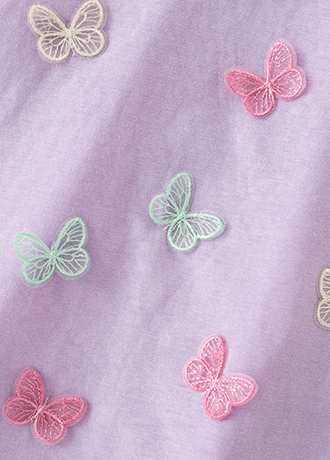 Girls Cute 3D Butterfly Embroidered Short-sleeved T-shirt