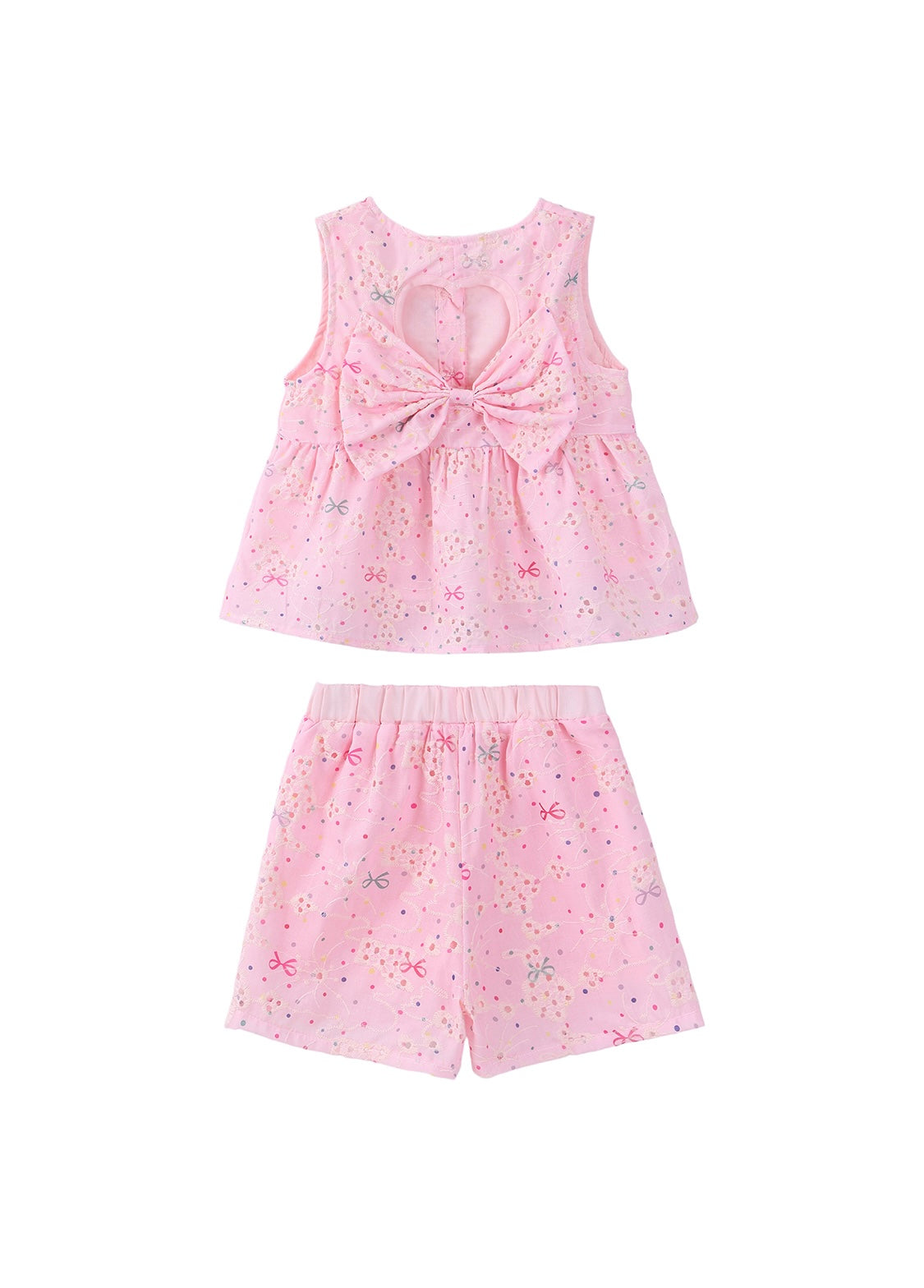 Girls Sleeveless Cotton Blend Top and Shorts Two-Piece Set