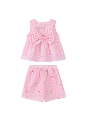 Girls Sleeveless Cotton Blend Top and Shorts Two-Piece Set