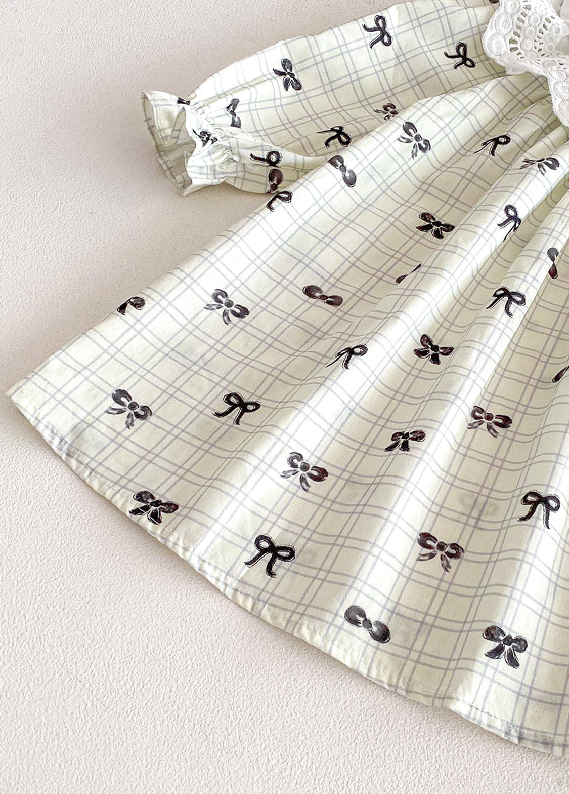 Girls Sweet Bowknot Dollar Collar Dress With Headband