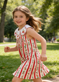 Girls  Cute Bunny Carrot Print Petal Collar Dress