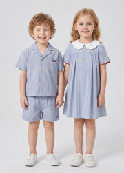 Girls' Casual Navy Striped Dress