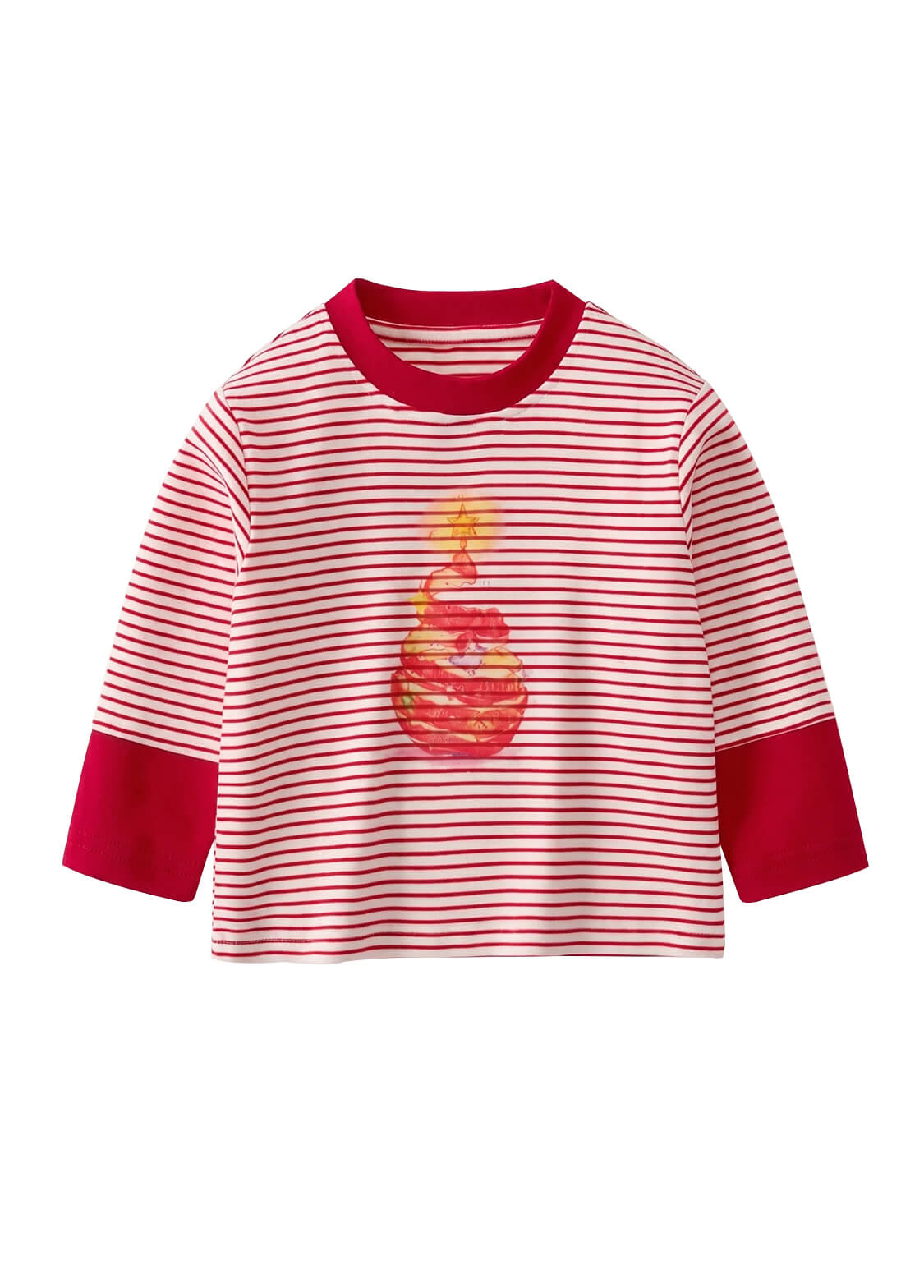 Kids Spring Autumn Long Sleeve Striped T-Shirt Unisex Baby Color-Block Patchwork Sleeve Cotton Top