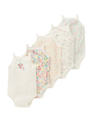 Baby Girls Cotton Floral Strap Bodysuit 5-Pack (0–1Y)