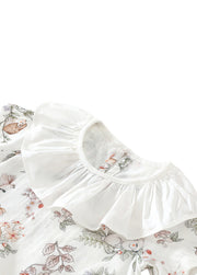 Baby Girl's Summer Short-Sleeve Bamboo Cotton Muslin Romper with Deer Print