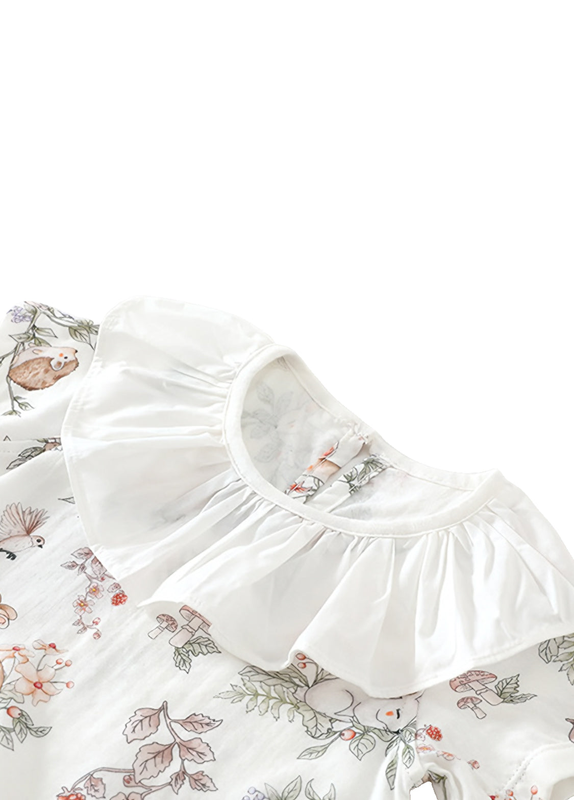 Baby Girl's Summer Short-Sleeve Bamboo Cotton Muslin Romper with Deer Print