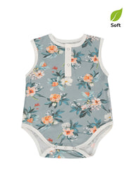 Baby Boy's Bamboo Fiber Sleeveless Summer Romper (Lightweight, Printed)