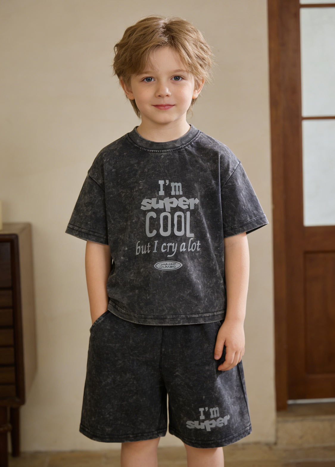 Boys Washed Graphic Cotton Two-Piece Set
