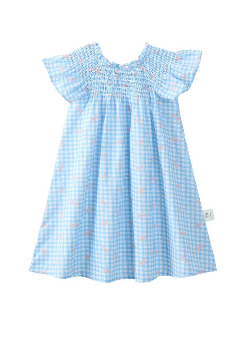 Girls Bow Print Cotton Dress