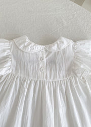 Girls Sweet Floral Embroidered Ruffled Dress