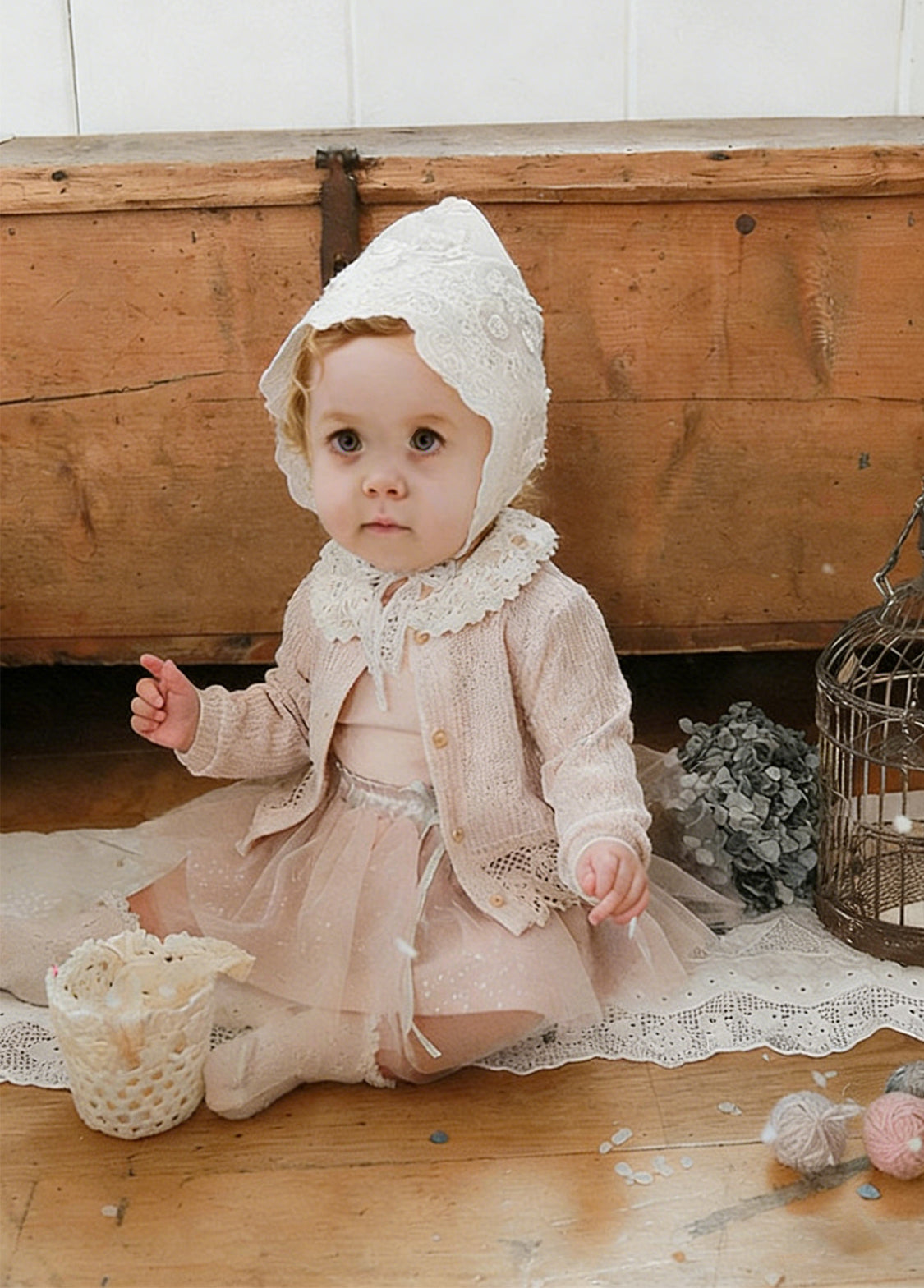 Baby Girl Sweet Lace-trimmed Thin Jacket