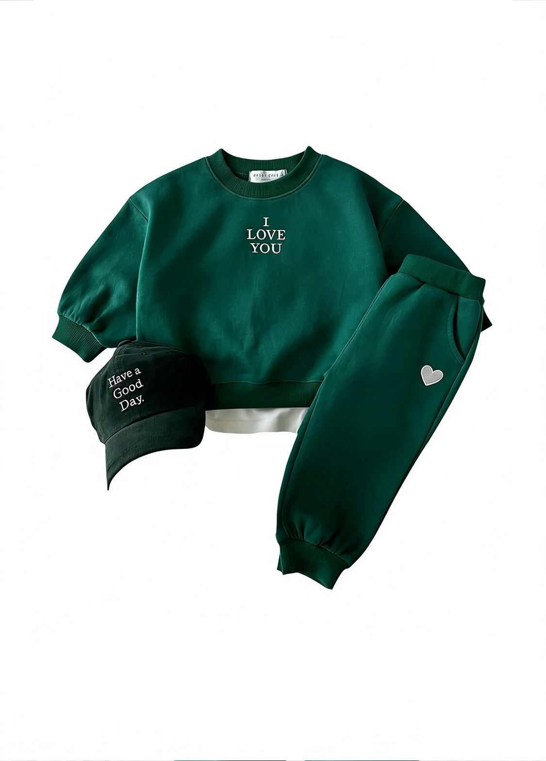 Kids Casual Sports Letter Embroidered Sweatshirt Set