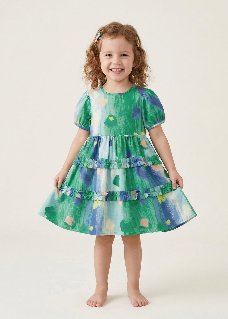Girls' Summer Vacation-Style Beach Dress