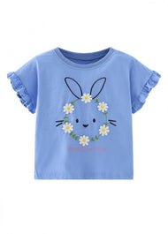 Girls Casual Cotton Daisy Bunny T-Shirt