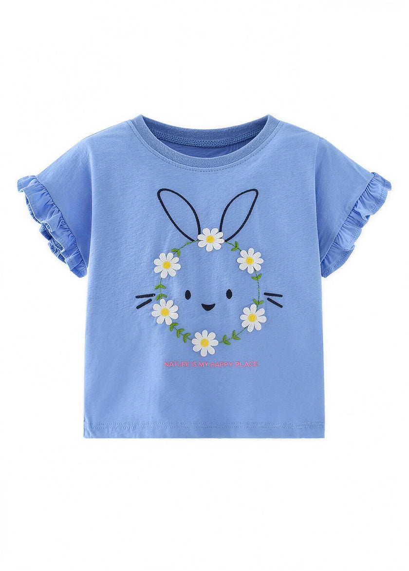 Girls Casual Cotton Daisy Bunny T-Shirt