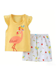 Girls Cartoon Watermelon Cotton Two-Piece Set