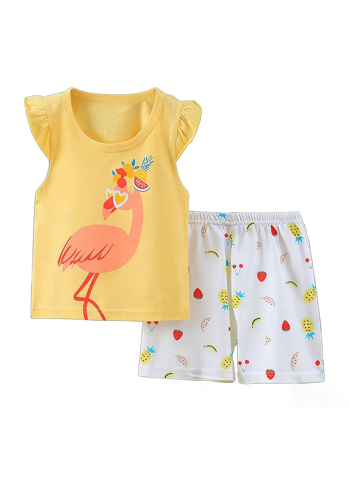 Girls Cartoon Watermelon Cotton Two-Piece Set