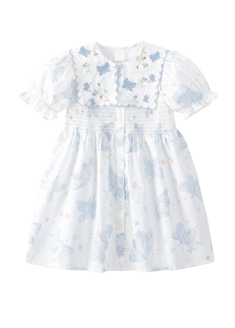 Girls Butterfly Print Cotton Dress