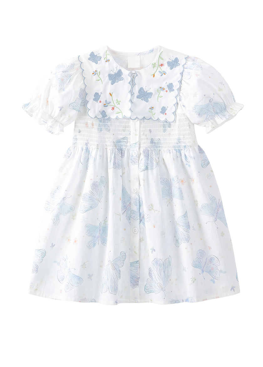Girls Butterfly Print Cotton Dress