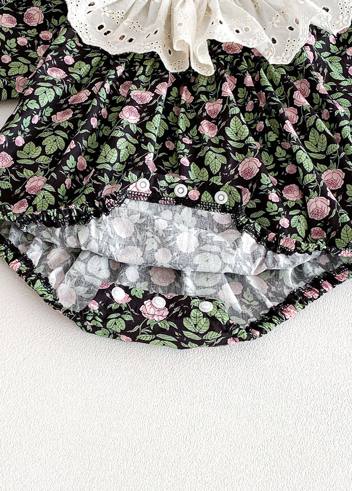 Baby Girls Retro Floral Dollar Collar Romper With Hairband