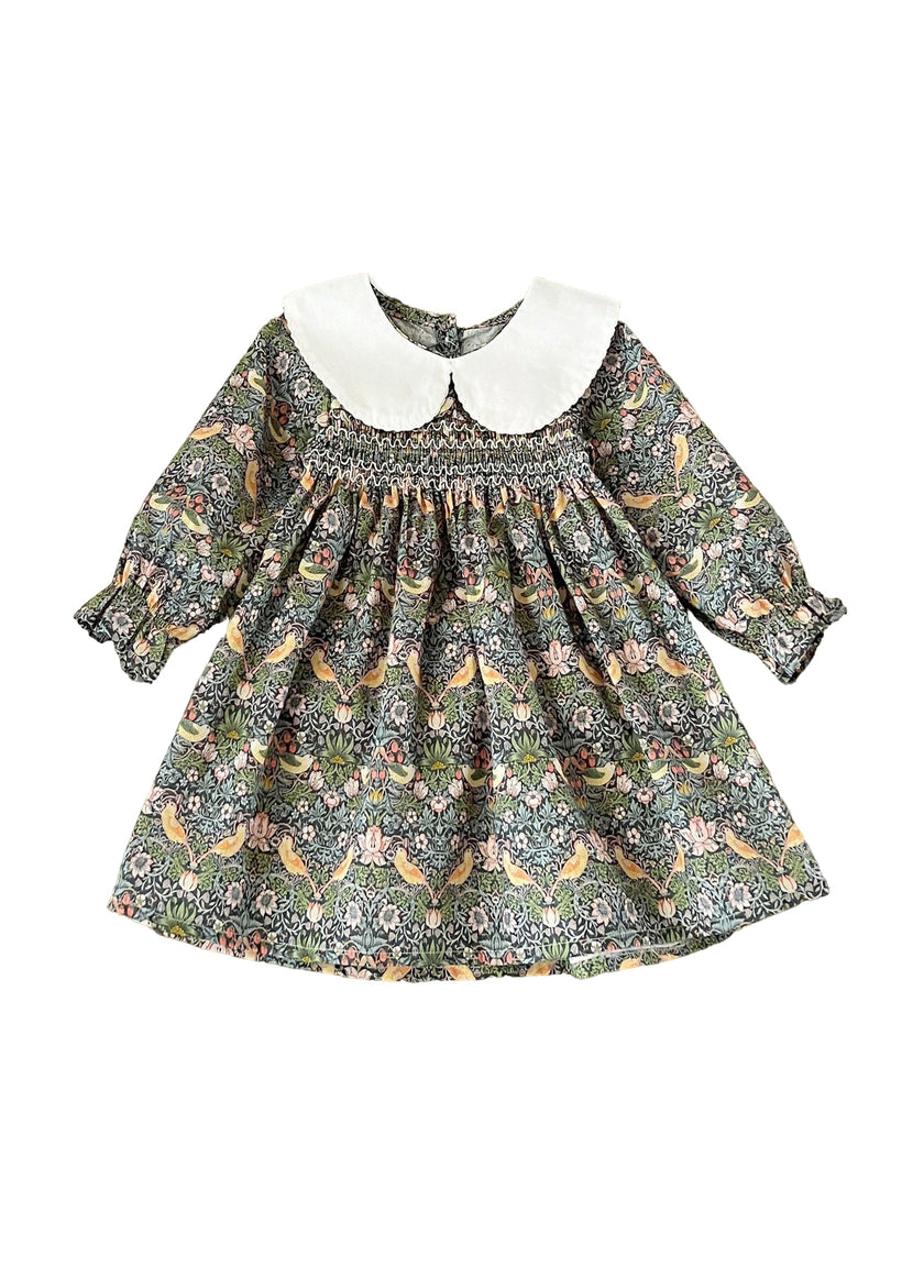 Girls Sweet Floral Dollar Collar Dress